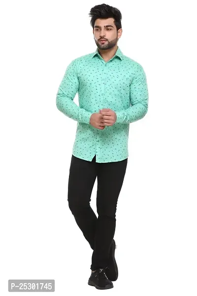 5AM | Cotton Blend Printed Shirt | for Men  BOY | Pack of 1 (Large, Mint Green)-thumb3