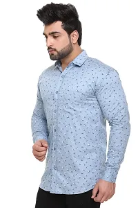 5AM | Cotton Blend Full Sleeves Printed Shirt | for Men  BOY | Pack of 1 (Large, Sky Blue)-thumb1