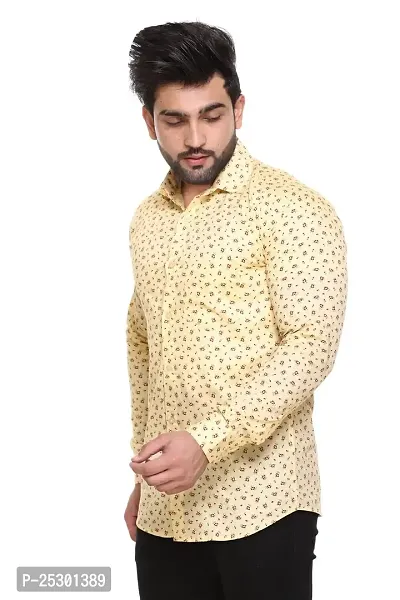 5AM | Cotton Blend Full Sleeves Printed Shirt | for Men  BOY | Pack of 1 (Medium, Yellow)-thumb5