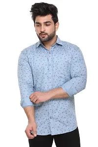 5AM | Cotton Blend Full Sleeves Printed Shirt | for Men  BOY | Pack of 1 (Large, Sky Blue)-thumb2
