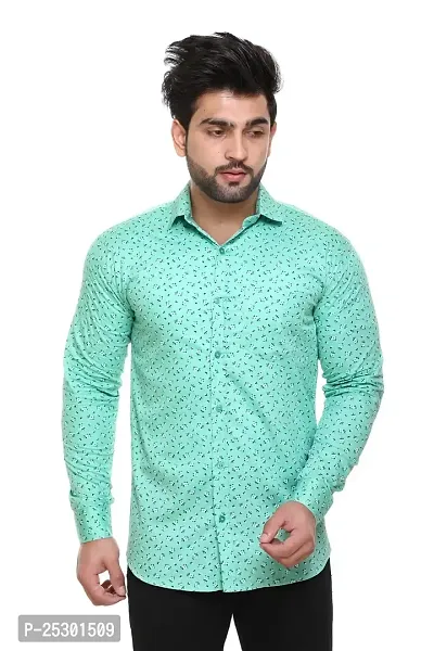 5AM | Cotton Blend Full Sleeves Printed Shirt | for Men  BOY | Pack of 1 (X-Large, Olive Green)