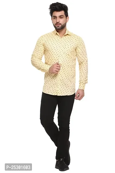 5AM | Cotton Blend Printed Shirt | for Men  BOY | Pack of 1 (X-Large, Lemon)-thumb3