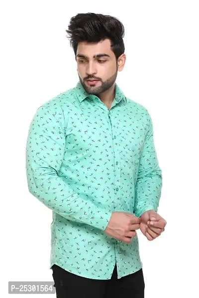 5AM | Cotton Blend Full Sleeves Printed Shirt | for Men  BOY | Pack of 1 (XX-Large, Sea Green)-thumb2