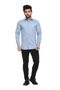 5AM | Cotton Blend Full Sleeves Printed Shirt | for Men  BOY | Pack of 1 (Large, Sky Blue)-thumb3