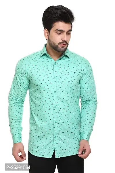 5AM | Cotton Blend Full Sleeves Printed Shirt | for Men  BOY | Pack of 1 (XX-Large, Sea Green)