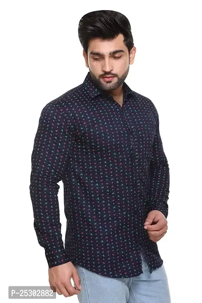 5AM | Cotton Blend Printed Shirt | for Men  BOY | Pack of 1 (Large, Dark Blue)-thumb2