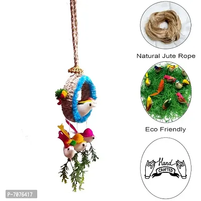 Home D&eacute;cor Artificial Hanging Jute Bird Nest Chidiyan Ka Ghosla for Balcony and Garden Decorative Showpiece Pack of 2-thumb3