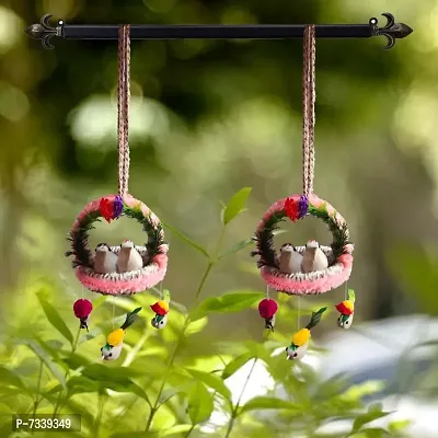 Home Deacute;cor Artificial Hanging Jute Bird Nest Chidiyan Ka Ghosla for Balcony and Garden Decorative Showpiece Pack of 2