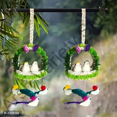 Home Deacute;cor Artificial Hanging Jute Bird Nest Chidiyan Ka Ghosla for Balcony and Garden Decorative Showpiece Pack of 2