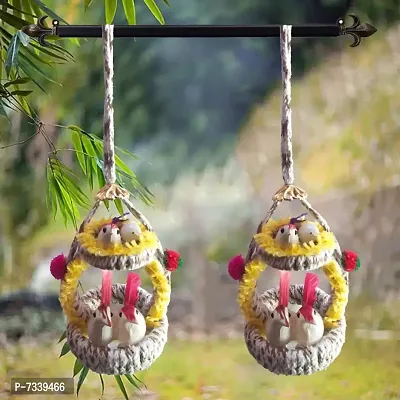 Home D&eacute;cor Artificial Hanging Jute Bird Nest Chidiyan Ka Ghosla for Balcony and Garden Decorative Showpiece Pack of 2