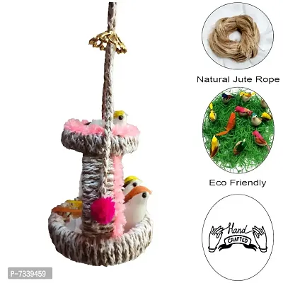 Home Deacute;cor Artificial Hanging Jute Bird Nest Chidiyan Ka Ghosla for Balcony and Garden Decorative Showpiece Pack of 2-thumb3