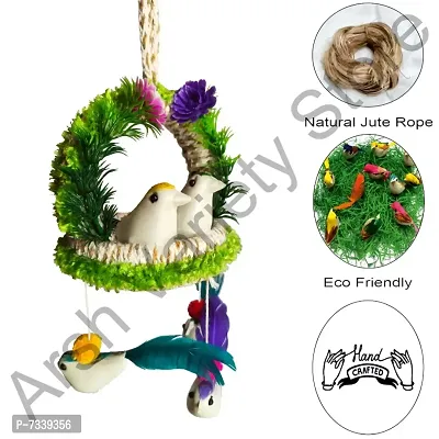 Home Deacute;cor Artificial Hanging Jute Bird Nest Chidiyan Ka Ghosla for Balcony and Garden Decorative Showpiece Pack of 2-thumb3