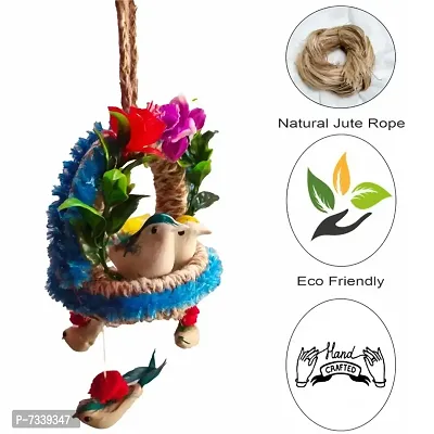 Home Deacute;cor Artificial Hanging Jute Bird Nest Chidiyan Ka Ghosla for Balcony and Garden Decorative Showpiece Pack of 2-thumb3