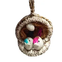 Home D&eacute;cor Artificial Hanging Jute Bird Nest Chidiyan Ka Ghosla for Balcony and Garden Decorative Showpiece Pack of 2-thumb3