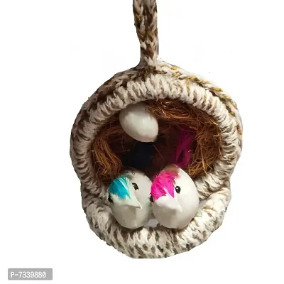 Home D&eacute;cor Artificial Hanging Jute Bird Nest Chidiyan Ka Ghosla for Balcony and Garden Decorative Showpiece Pack of 2-thumb4