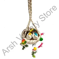 Home Deacute;cor Artificial Hanging Jute Bird Nest Chidiyan Ka Ghosla for Balcony and Garden Decorative Showpiece Pack of 2-thumb3