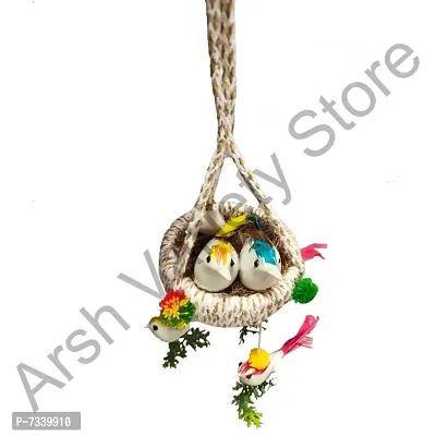 Home Deacute;cor Artificial Hanging Jute Bird Nest Chidiyan Ka Ghosla for Balcony and Garden Decorative Showpiece Pack of 2-thumb4