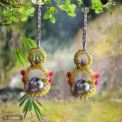 Home D&eacute;cor Artificial Hanging Jute Bird Nest Chidiyan Ka Ghosla for Balcony and Garden Decorative Showpiece Pack of 2