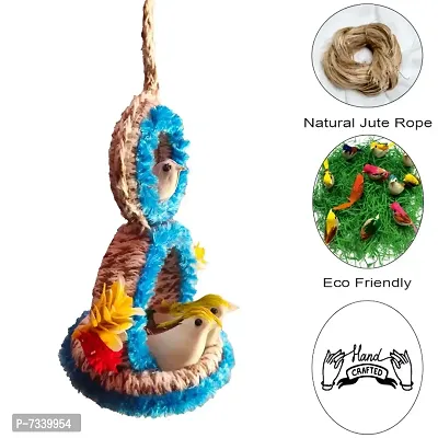 Home D&eacute;cor Artificial Hanging Jute Bird Nest Chidiyan Ka Ghosla for Balcony and Garden Decorative Showpiece Pack of 2-thumb3