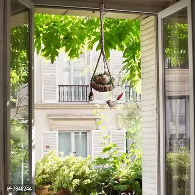 Home D&eacute;cor Artificial Hanging Jute Bird Nest Chidiyan Ka Ghosla for Balcony and Garden Decorative Showpiece Pack of 2-thumb2