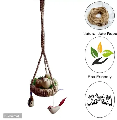 Home D&eacute;cor Artificial Hanging Jute Bird Nest Chidiyan Ka Ghosla for Balcony and Garden Decorative Showpiece Pack of 2-thumb3