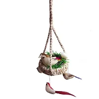 Home D&eacute;cor Artificial Hanging Jute Bird Nest Chidiyan Ka Ghosla for Balcony and Garden Decorative Showpiece Pack of 2-thumb3