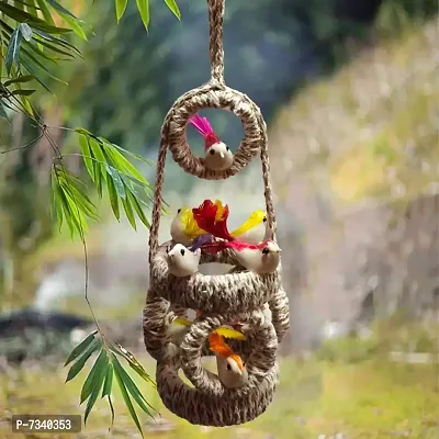 Home Deacute;cor Artificial Hanging Jute Bird Nest Chidiyan Ka Ghosla for Balcony and Garden Decorative Showpiece