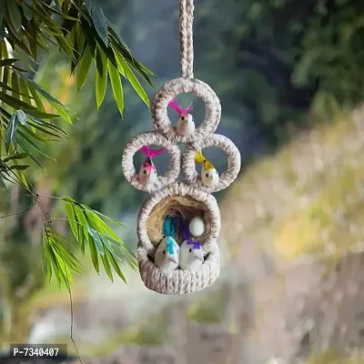 Home D&eacute;cor Artificial Hanging Jute Bird Nest Chidiyan Ka Ghosla for Balcony and Garden Decorative Showpiece
