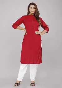 PRAYAN Women's Rayon Straight Kurta Ethinc Dress (Maroon_ 2X-Large)-thumb1