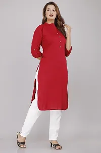 PRAYAN Women's Rayon Straight Kurta Ethinc Dress (Maroon_ X-Large)-thumb2