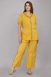 PRAYAN Women's Cotton Solid Night Suit Set of Shirt  Pyjama-thumb3