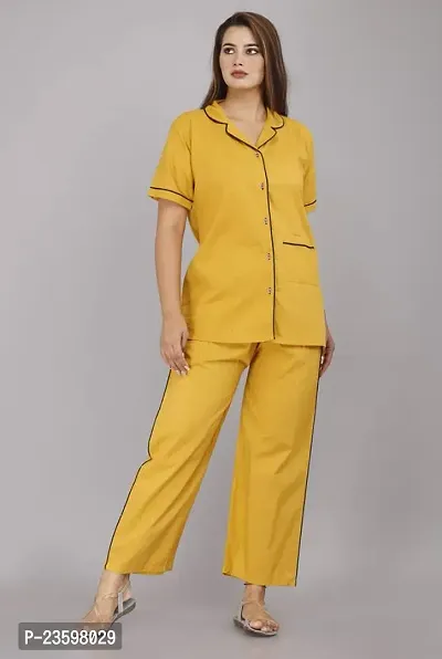 PRAYAN Women's Cotton Solid Night Suit Set of Shirt  Pyjama-thumb4