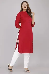 PRAYAN Women's Rayon Solid Plain Straight Kurti-thumb1