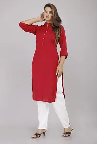 PRAYAN Women's Rayon Solid Plain Straight Kurti-thumb2