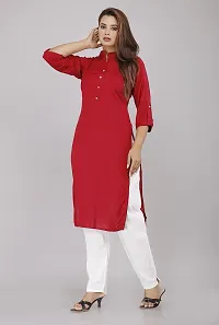 PRAYAN Women's Rayon Straight Kurta Ethinc Dress (Maroon_ X-Large)-thumb4