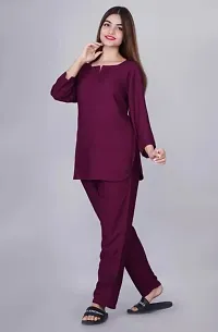 PRAYAN Women's Cotton Solid Night Suit Set of Shirt  Pyjama-thumb3