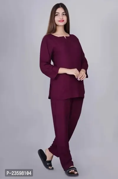 PRAYAN Women's Cotton Solid Night Suit Set of Shirt  Pyjama-thumb5