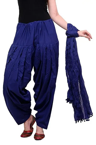 Women Dhoti SALAWAR || Women's Regular Fit Dhoti Pants with Dupatta || Women's Comfortable Solid Harem Dhoti Salwar with Dupatta ||(Free Size) DTH-233-RBL-D