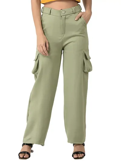 Buy HM Women Beige Solid Twill Cargo Trousers  Trousers for Women  10478236  Myntra