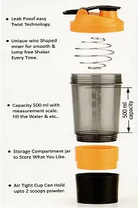 Trendy Shaker Bottle With Blend Spring 500 Ml With 1 Small Jar  Cup Joined (2Pcs)-thumb1