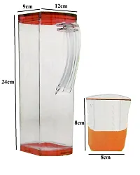 Trendy Square Plastic Orange Jug With 6 Pcs Glass Set Capacity 2000 Ml-thumb1