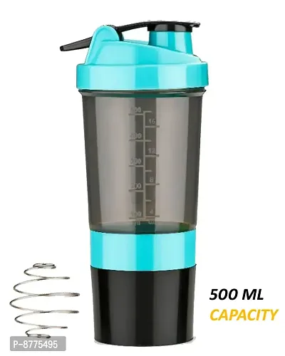 Trendy Shaker Bottle With Blend Spring 500 Ml With 1 Compartment And Cup Joined (1Pcs)-thumb0