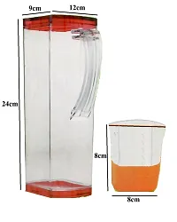 Trendy 2 Square Plastic Orange Jug With 12 Pcs Glass Set Capacity 2000 Ml-thumb1