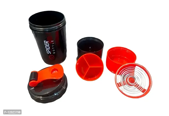 Stylish Spider Protein Gym Shaker Bottle For Gym And Multi Purpose 500ml (Red,2Pcs)-thumb3