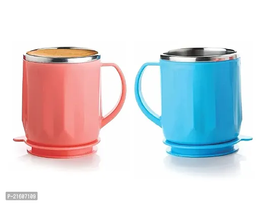 Stylish Coffee|Tea|Milk Mug With Lids 200Ml (2Pc)-thumb0