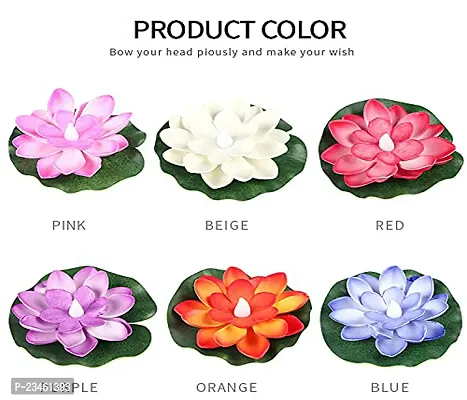 Smiling Cart Multi Color Floating Lotus Flower Shape Tea Light Diya Candles for Diwali Gift Pack of 6 Pc-thumb4