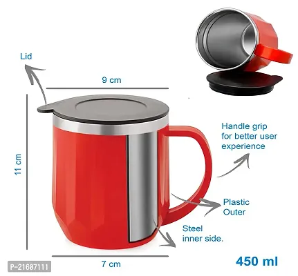 Stylish Coffee|Tea|Milk Mug With Air Tight Leakproof Lids 200Ml (2Pc)-thumb2