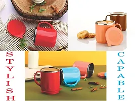 Stylish Coffee|Tea|Milk Mug With Lids 200Ml (3Pc)-thumb3