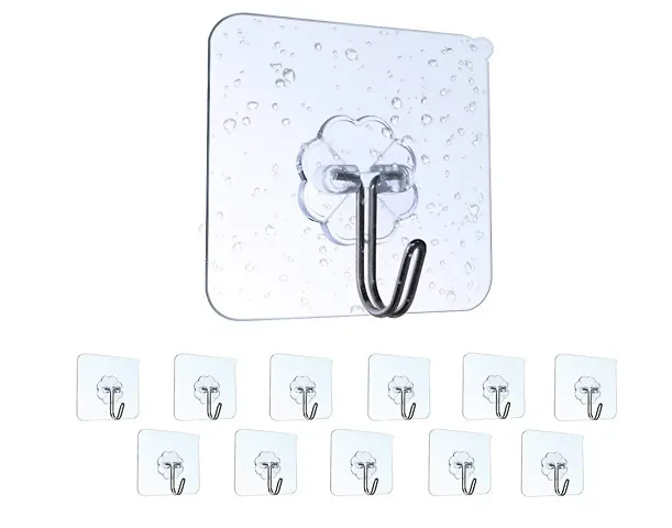 Classic 12 Pcs Self Adhesive Plastic Hooks For Kitchen And Home Waterproof