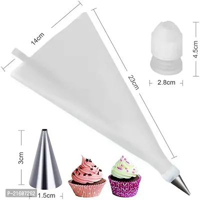 Classic 12 Pcs Cake Decorator Set With Frosting Piping Bag Along Steel Nozzles (Silver)-thumb2